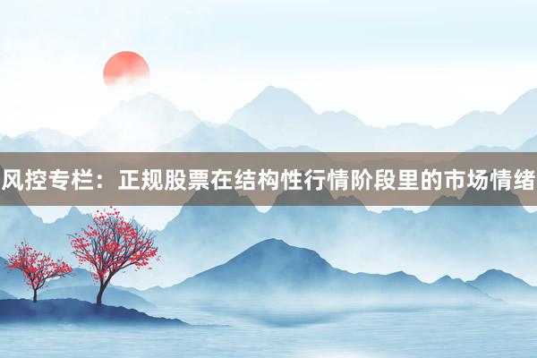 风控专栏：正规股票在结构性行情阶段里的市场情绪