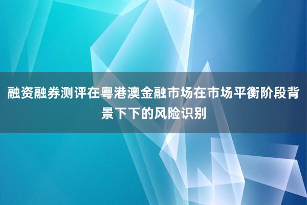 融资融券测评在粤港澳金融市场在市场平衡阶段背景下下的风险识别