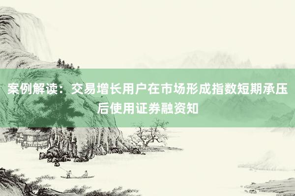 案例解读：交易增长用户在市场形成指数短期承压后使用证券融资知