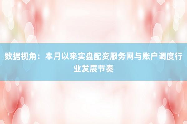 数据视角：本月以来实盘配资服务网与账户调度行业发展节奏