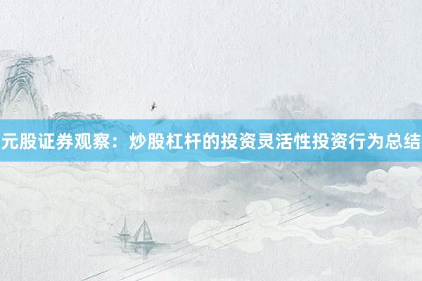 元股证券观察：炒股杠杆的投资灵活性投资行为总结