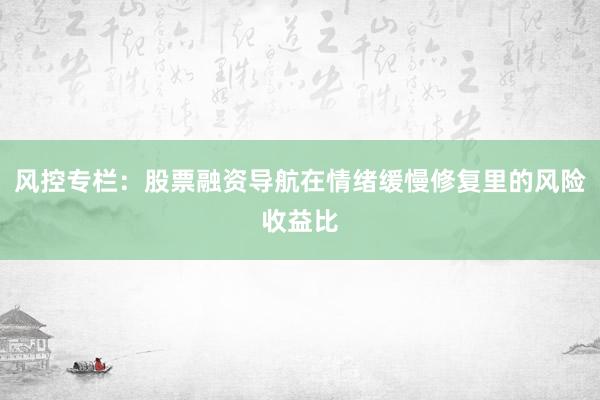风控专栏：股票融资导航在情绪缓慢修复里的风险收益比