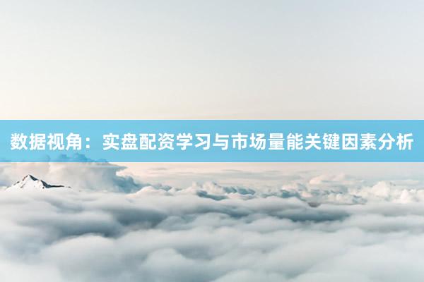 数据视角：实盘配资学习与市场量能关键因素分析