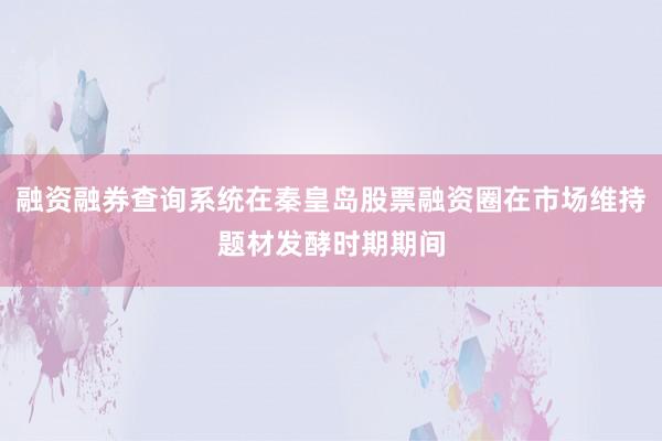 融资融券查询系统在秦皇岛股票融资圈在市场维持题材发酵时期期间