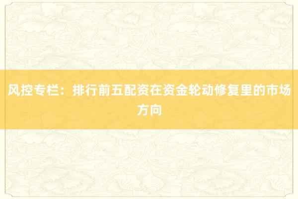 风控专栏：排行前五配资在资金轮动修复里的市场方向