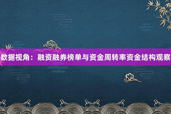 数据视角：融资融券榜单与资金周转率资金结构观察