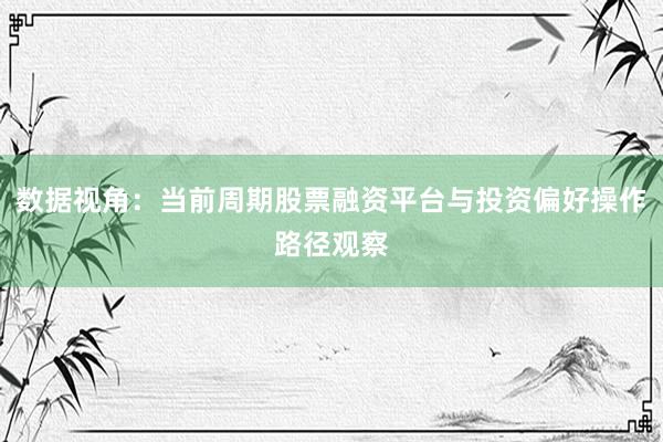 数据视角：当前周期股票融资平台与投资偏好操作路径观察