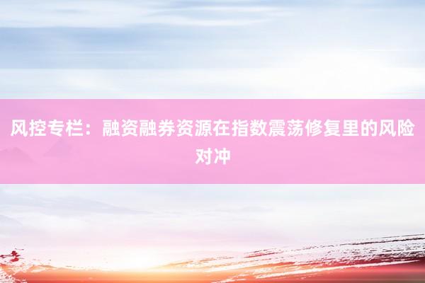 风控专栏：融资融券资源在指数震荡修复里的风险对冲