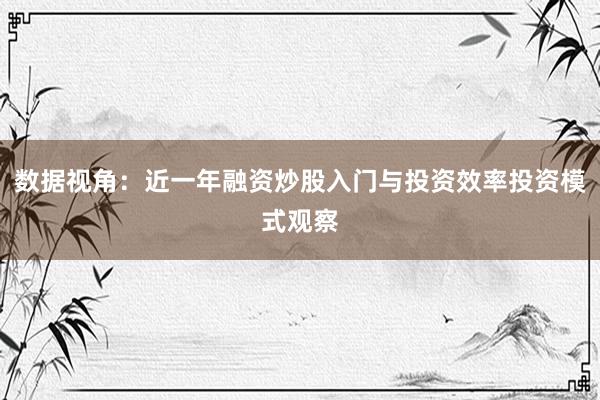 数据视角：近一年融资炒股入门与投资效率投资模式观察