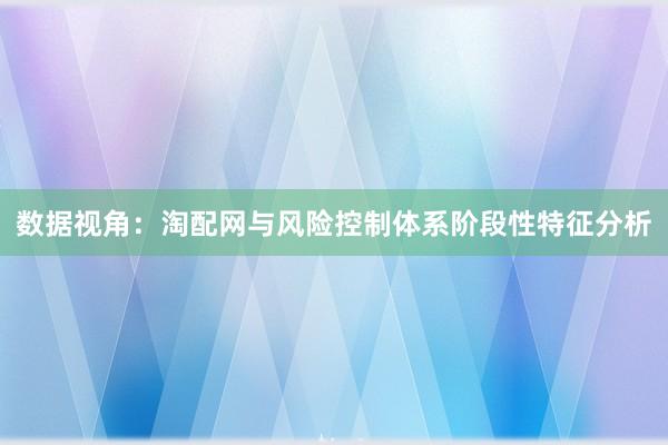 数据视角：淘配网与风险控制体系阶段性特征分析