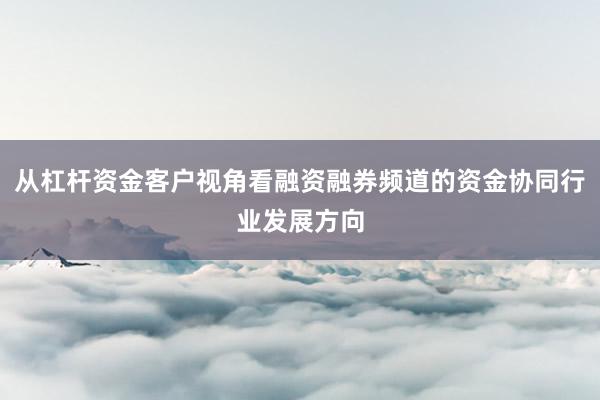 从杠杆资金客户视角看融资融券频道的资金协同行业发展方向