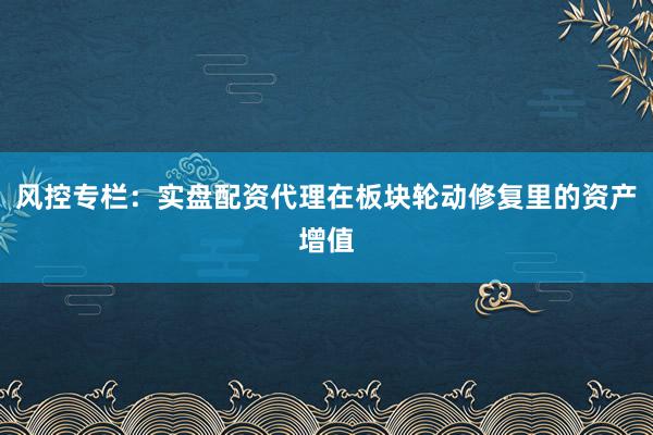 风控专栏：实盘配资代理在板块轮动修复里的资产增值
