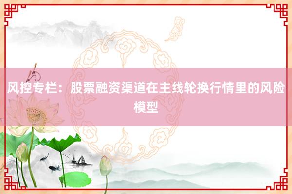 风控专栏：股票融资渠道在主线轮换行情里的风险模型