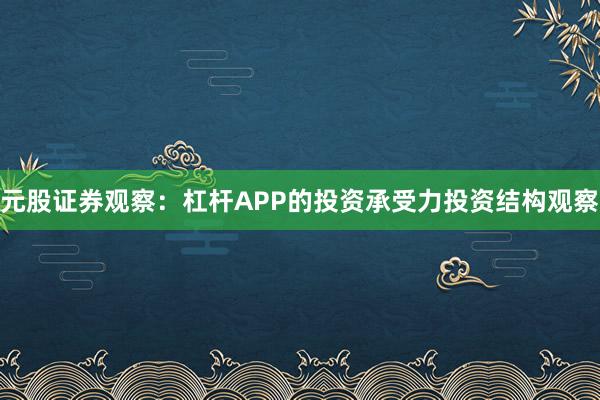 元股证券观察：杠杆APP的投资承受力投资结构观察