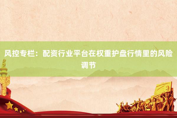 风控专栏：配资行业平台在权重护盘行情里的风险调节
