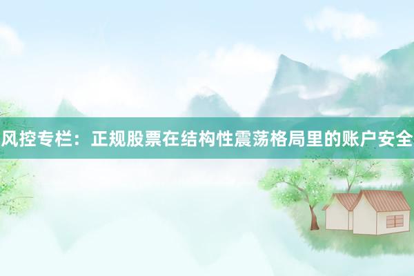 风控专栏：正规股票在结构性震荡格局里的账户安全