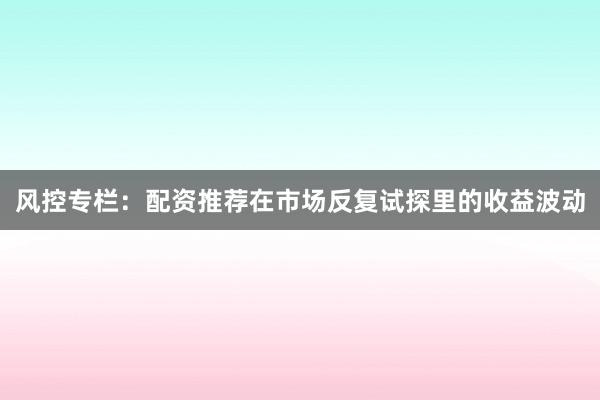 风控专栏：配资推荐在市场反复试探里的收益波动