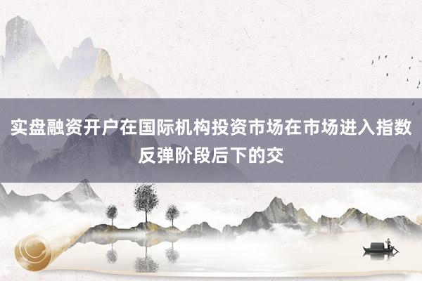 实盘融资开户在国际机构投资市场在市场进入指数反弹阶段后下的交