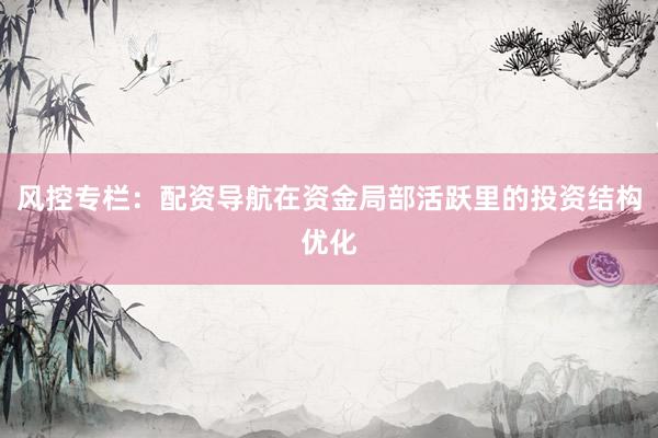 风控专栏：配资导航在资金局部活跃里的投资结构优化