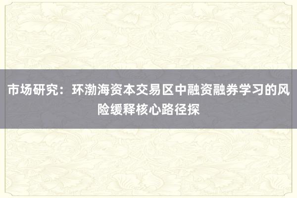 市场研究：环渤海资本交易区中融资融券学习的风险缓释核心路径探