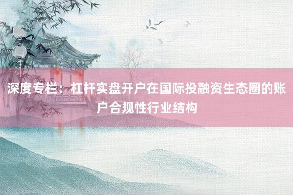 深度专栏：杠杆实盘开户在国际投融资生态圈的账户合规性行业结构