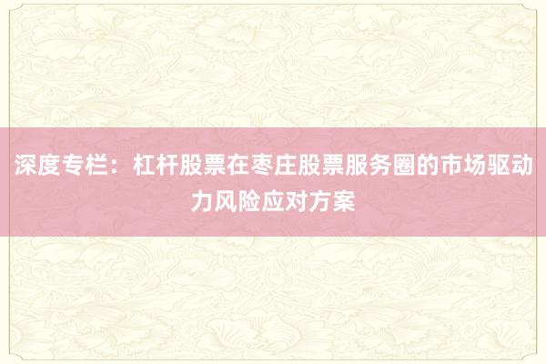 深度专栏：杠杆股票在枣庄股票服务圈的市场驱动力风险应对方案