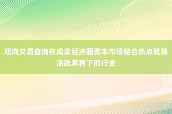 双向交易查询在成渝经济圈资本市场结合热点轮换活跃来看下的行业