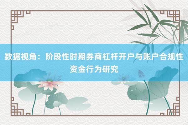 数据视角：阶段性时期券商杠杆开户与账户合规性资金行为研究
