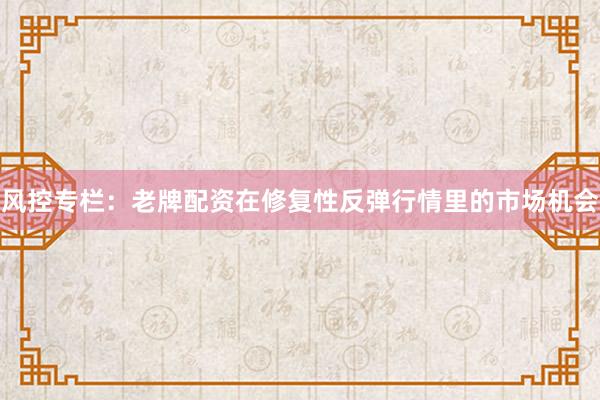 风控专栏:老牌配资在修复性反弹行情里的市场机会