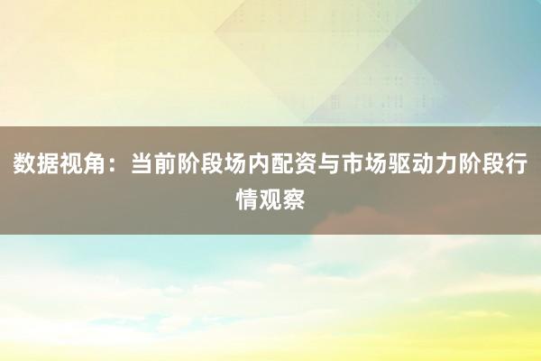 数据视角：当前阶段场内配资与市场驱动力阶段行情观察