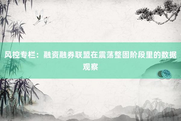 风控专栏：融资融券联盟在震荡整固阶段里的数据观察