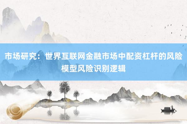 市场研究：世界互联网金融市场中配资杠杆的风险模型风险识别逻辑
