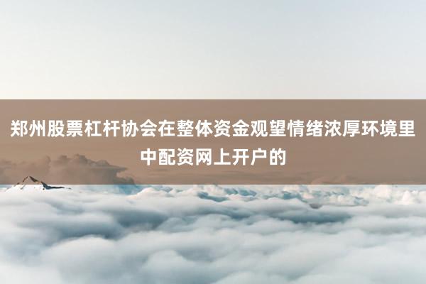 郑州股票杠杆协会在整体资金观望情绪浓厚环境里中配资网上开户的