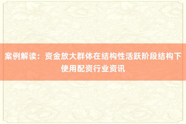 案例解读：资金放大群体在结构性活跃阶段结构下使用配资行业资讯