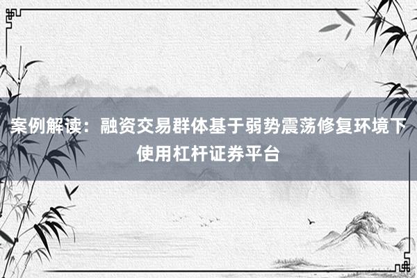 案例解读：融资交易群体基于弱势震荡修复环境下使用杠杆证券平台