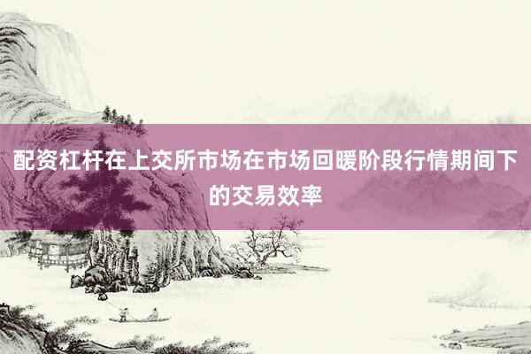 配资杠杆在上交所市场在市场回暖阶段行情期间下的交易效率