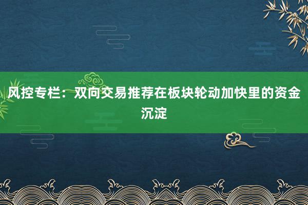 风控专栏：双向交易推荐在板块轮动加快里的资金沉淀