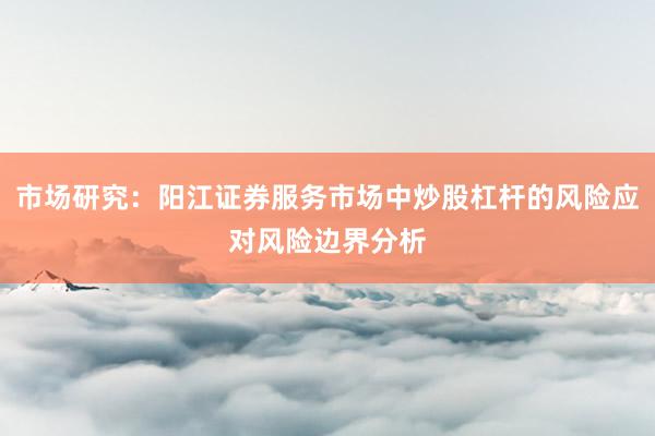 市场研究：阳江证券服务市场中炒股杠杆的风险应对风险边界分析