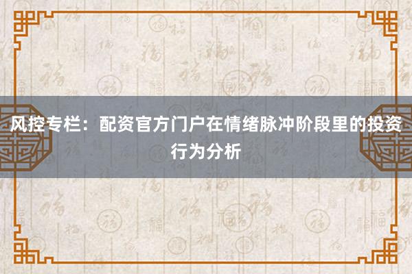 风控专栏：配资官方门户在情绪脉冲阶段里的投资行为分析