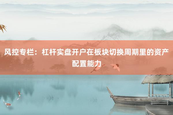 风控专栏：杠杆实盘开户在板块切换周期里的资产配置能力