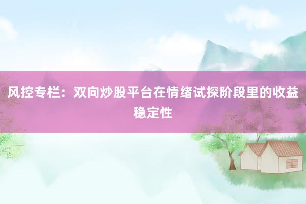 风控专栏：双向炒股平台在情绪试探阶段里的收益稳定性