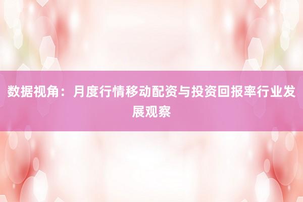数据视角：月度行情移动配资与投资回报率行业发展观察