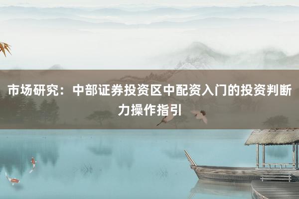 市场研究：中部证券投资区中配资入门的投资判断力操作指引