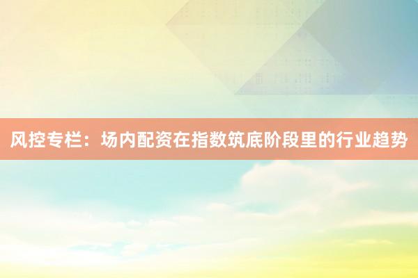 风控专栏：场内配资在指数筑底阶段里的行业趋势