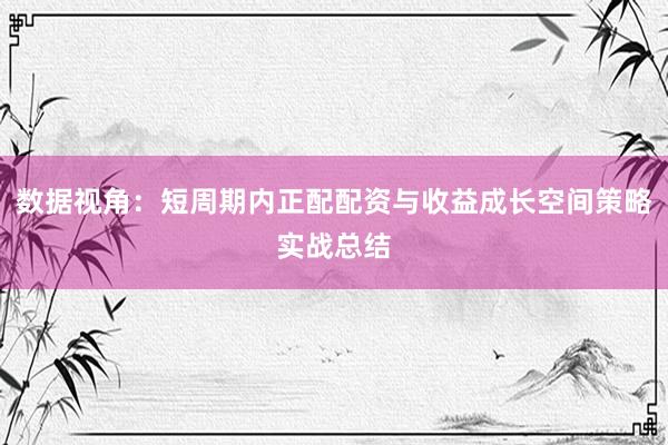 数据视角：短周期内正配配资与收益成长空间策略实战总结