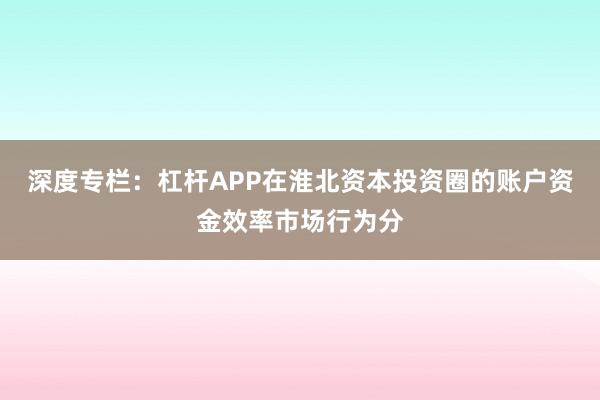 深度专栏：杠杆APP在淮北资本投资圈的账户资金效率市场行为分