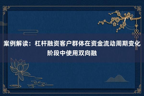 案例解读：杠杆融资客户群体在资金流动周期变化阶段中使用双向融