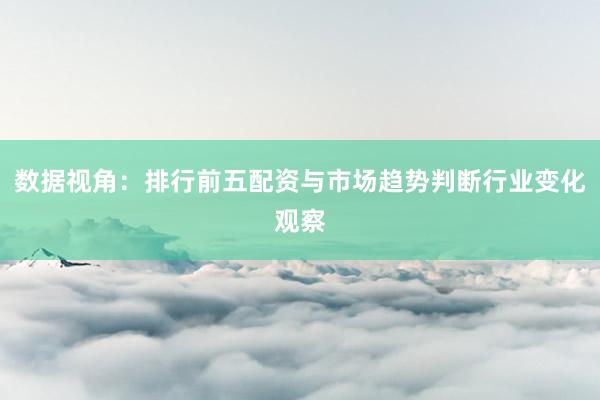 数据视角：排行前五配资与市场趋势判断行业变化观察