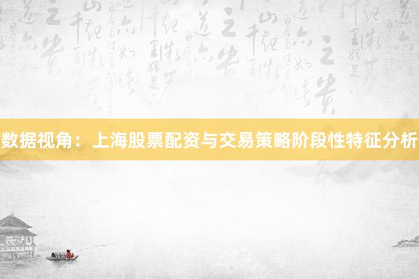 数据视角：上海股票配资与交易策略阶段性特征分析