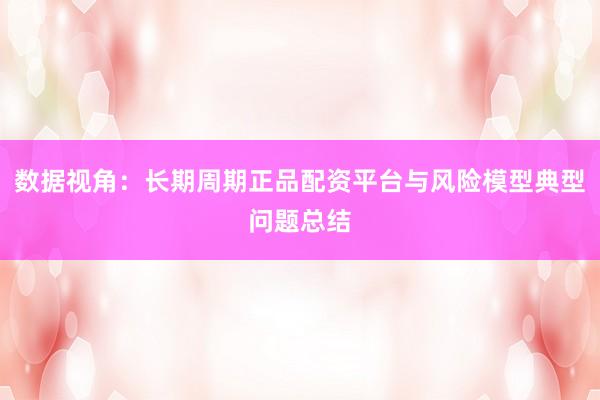 数据视角：长期周期正品配资平台与风险模型典型问题总结